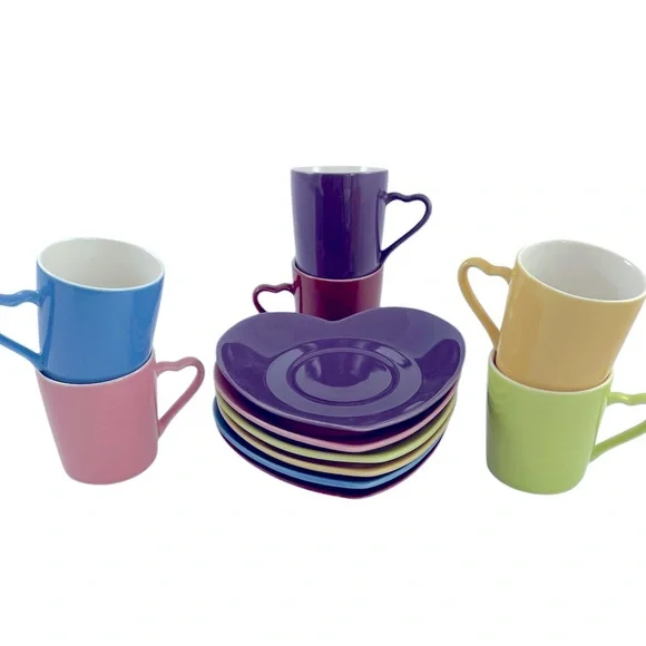 Porcelain Demitasse Espresso set of 6 cups and saucers; Like new - Picture 2 of 8